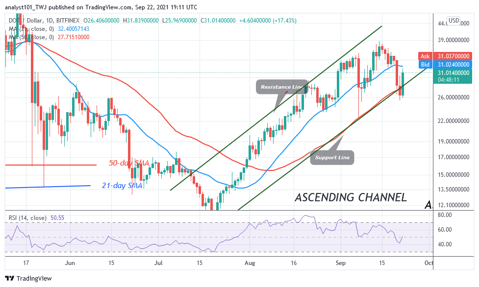 Polkadot (DOT) Rebounds Above $26 Support, Resumes Uptrend