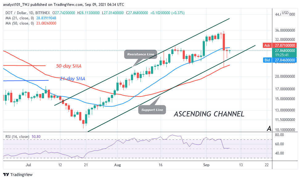 Polkadot (DOT) Declines and Pulls Back Above $25, May Resume Selling Pressure.