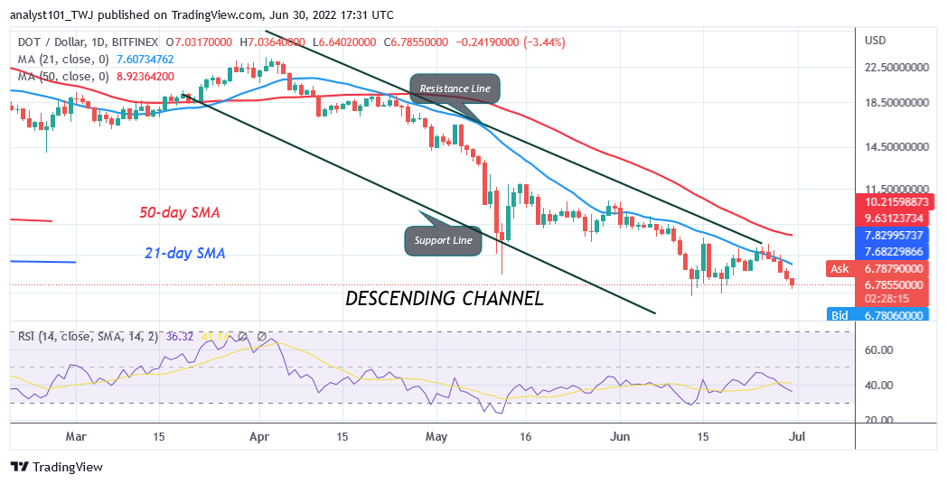 Polkadot Declines To $6.37 Low As Bears Seek Further Decline