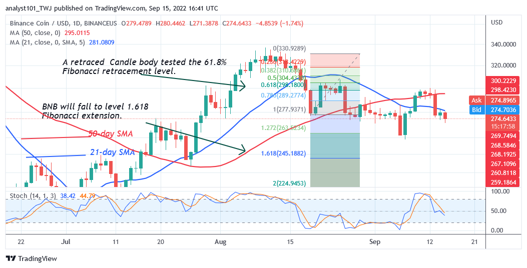 Binance Coin Declines Sharply as It Faces Rejection at $300