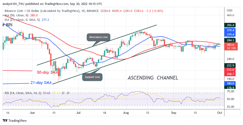 Binance Coin Is in a Range but Risks Further Decline to $245