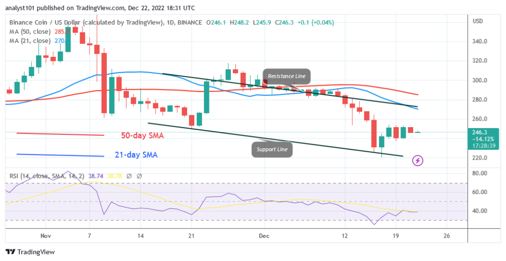 Binance Coin Revisits the $225 Support as Sellers Threaten to Short