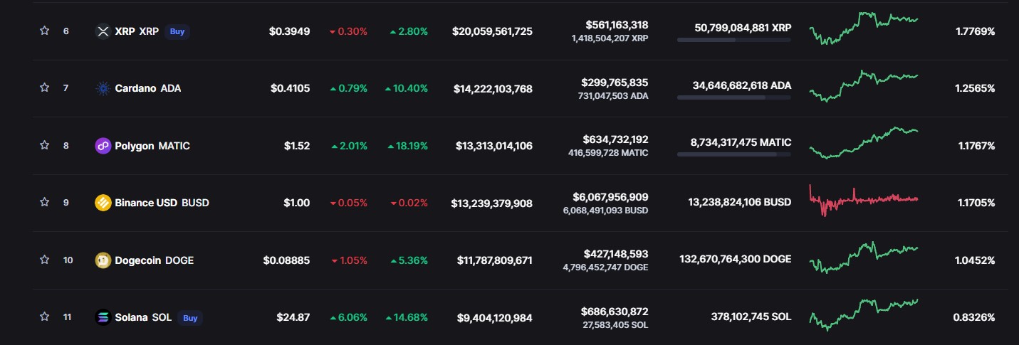 Polygon's MATIC Token Rises to 8th Largest Cryptocurrency