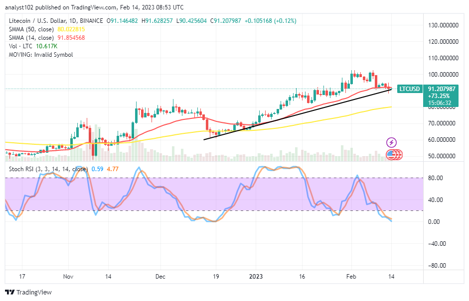 Litecoin (LTC/USD) Price Reverses to Decide Direction at $90