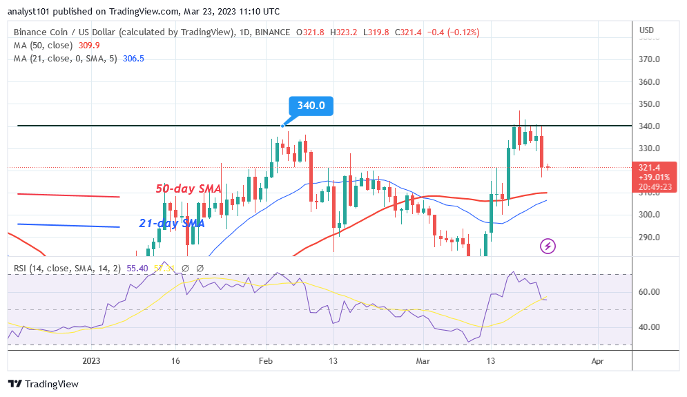 Binance Coin Declines as It Targets the Previous Low of $300