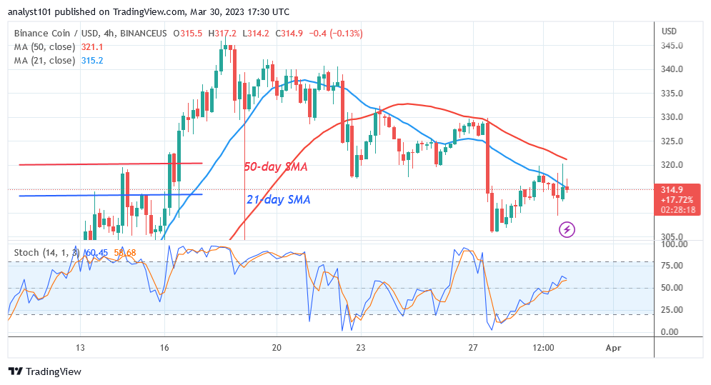 Binance Coin Fluctuates and Struggles to Stay below the $320 High