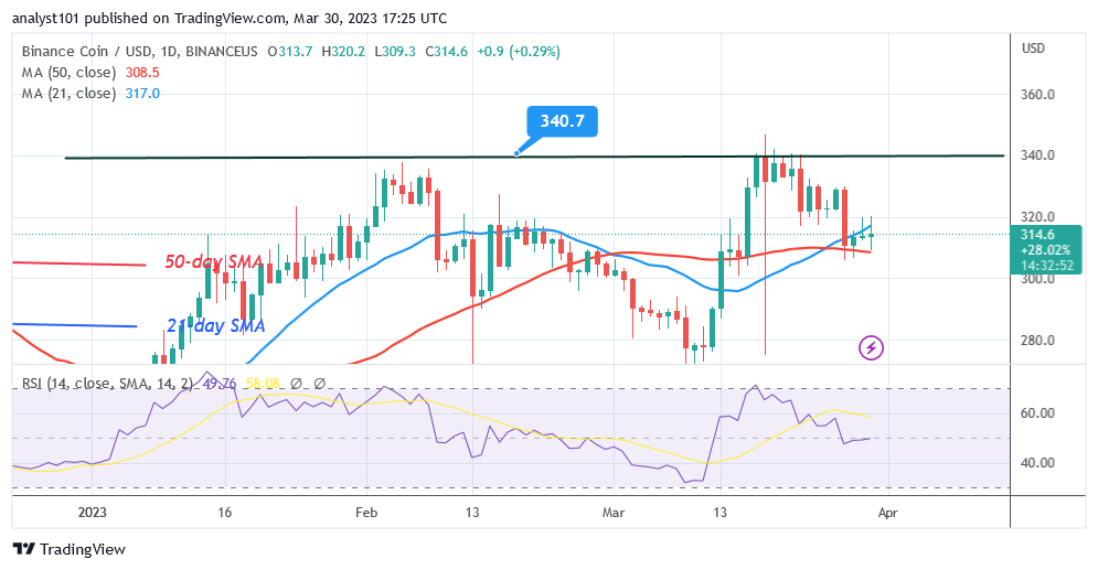 Binance Coin Fluctuates and Struggles to Stay below the $320 High