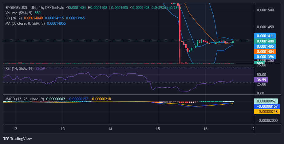 SPONGE/USD ($SPONGE) Forms Another Demand Line at $0.0001375; Buy the Dip