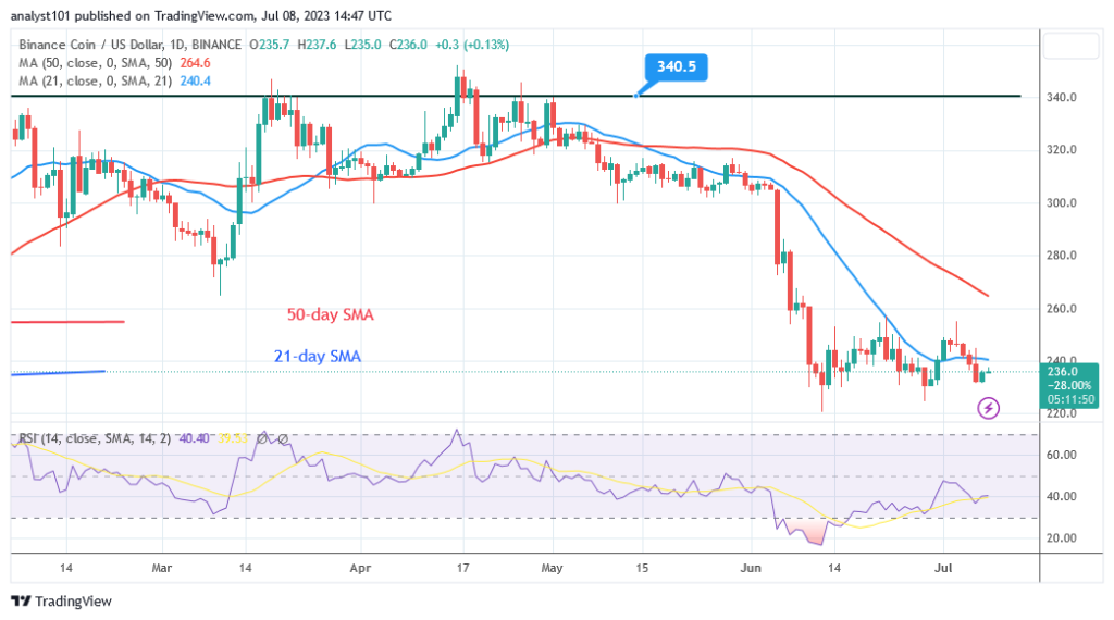 Binance Coin Holds Above $220 but Fails to Re-Establish a Positive Trend
