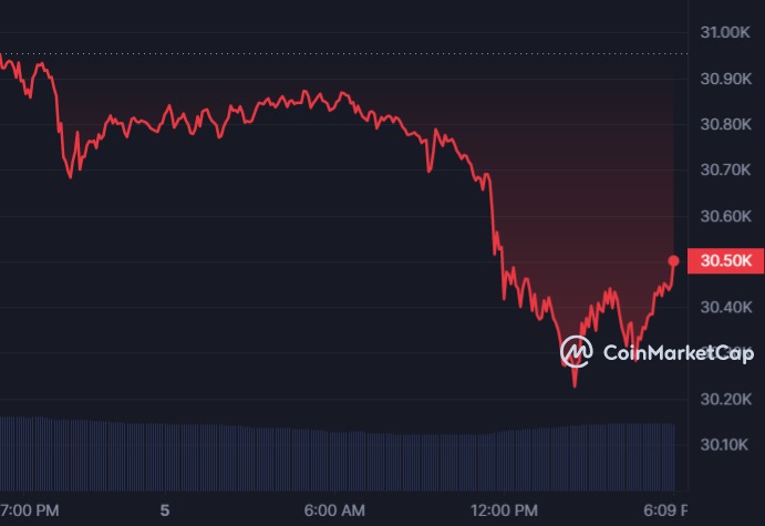 BTC 1-day graph from CoinMarketCap