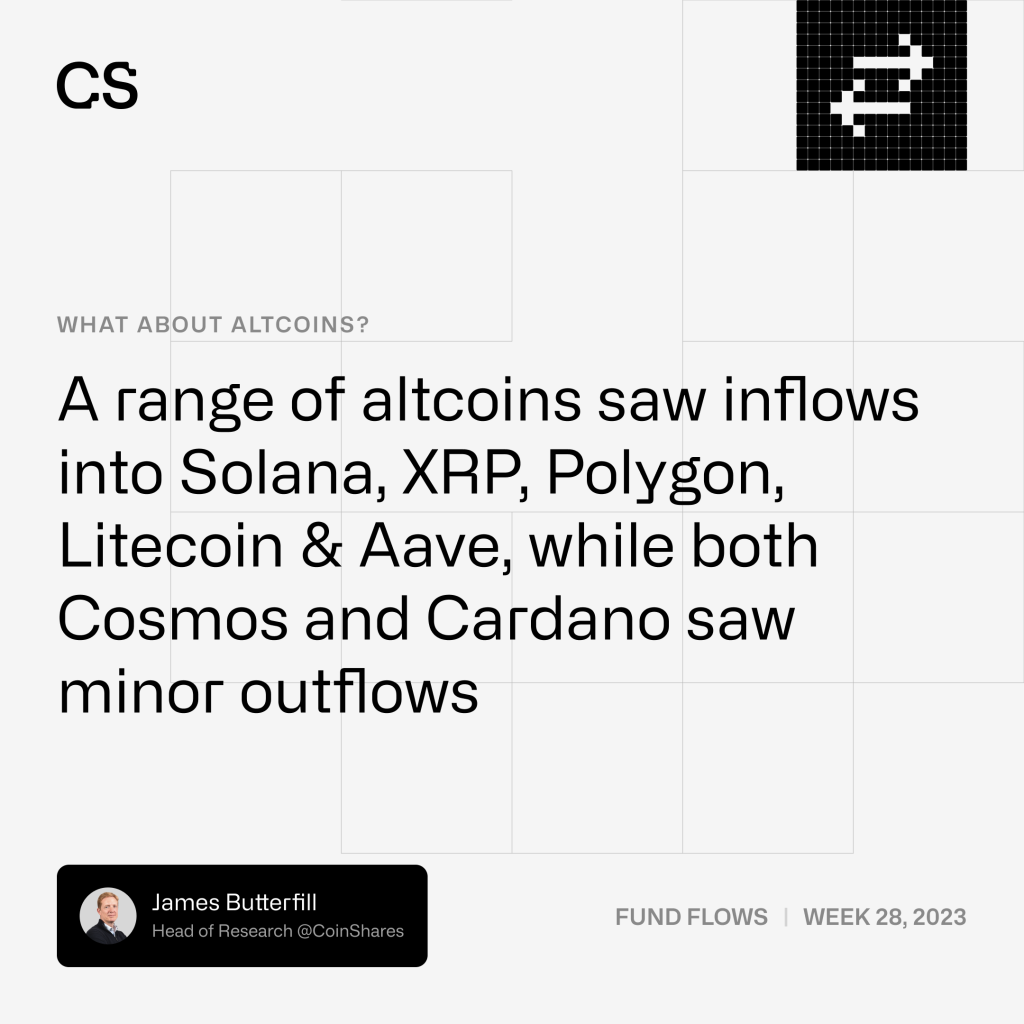 Quote from CoinShares on crypto inflows this week