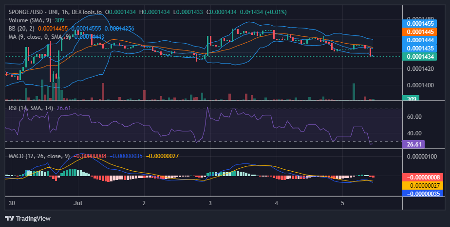 SPONGE/USD ($SPONGE): Bulls Might Regroup at $0.0001430