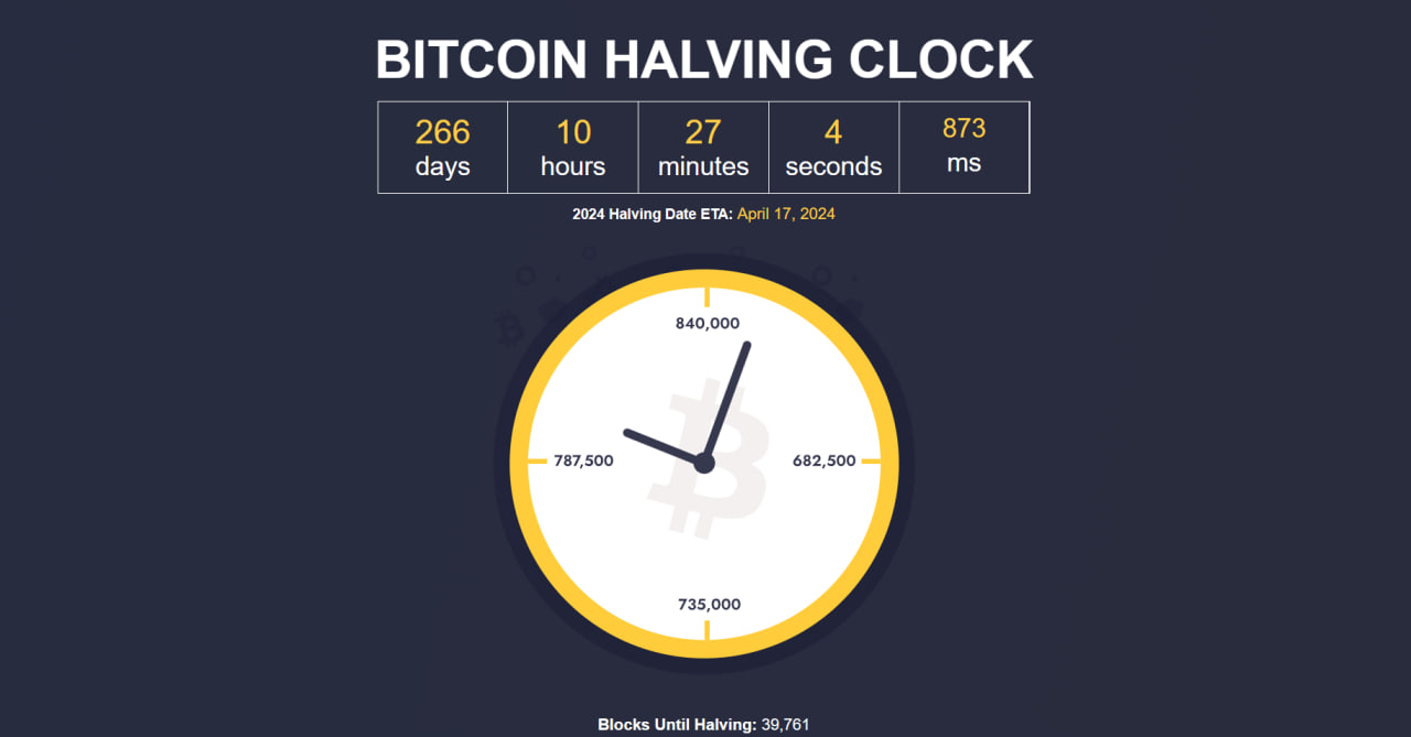 A screenshot of Bitcoin's halving countdown