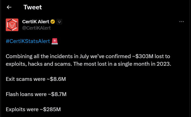 Screenshot of a tweet from CertiX