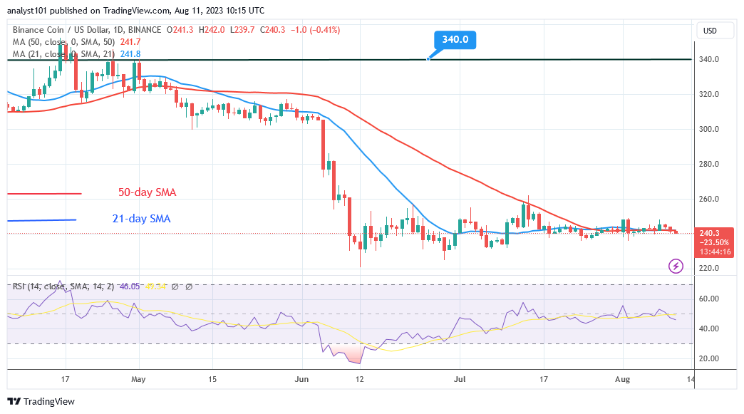 BNB Remains Stable as It Falls to a Probable Low of $230
