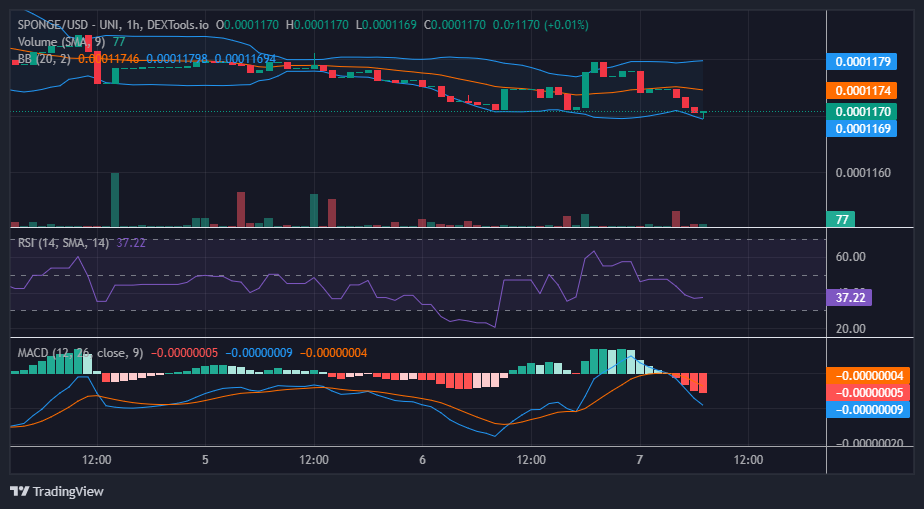 SPONGE/USD ($SPONGE) Continues to Consolidate Around $0.0001175