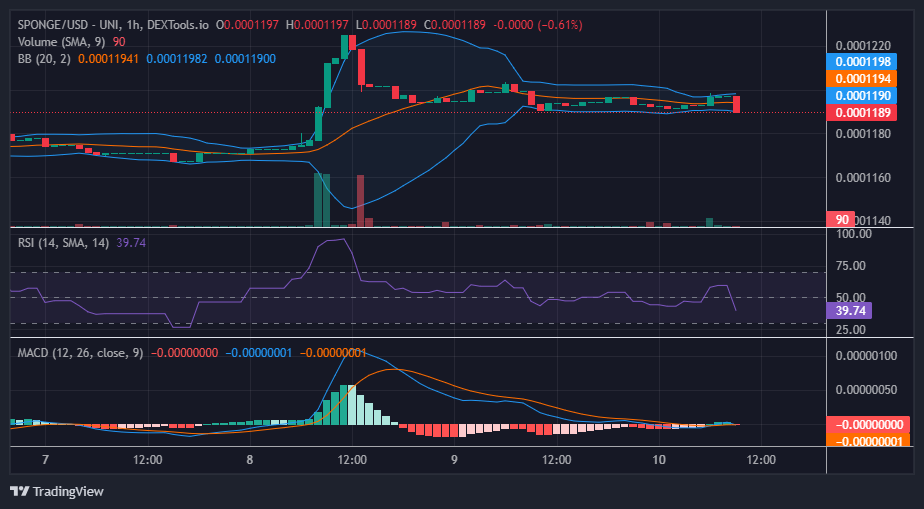 SPONGE/USD ($SPONGE) Bulls Regroup at $0.0001189, Ready to Take the Market Above $0.00012