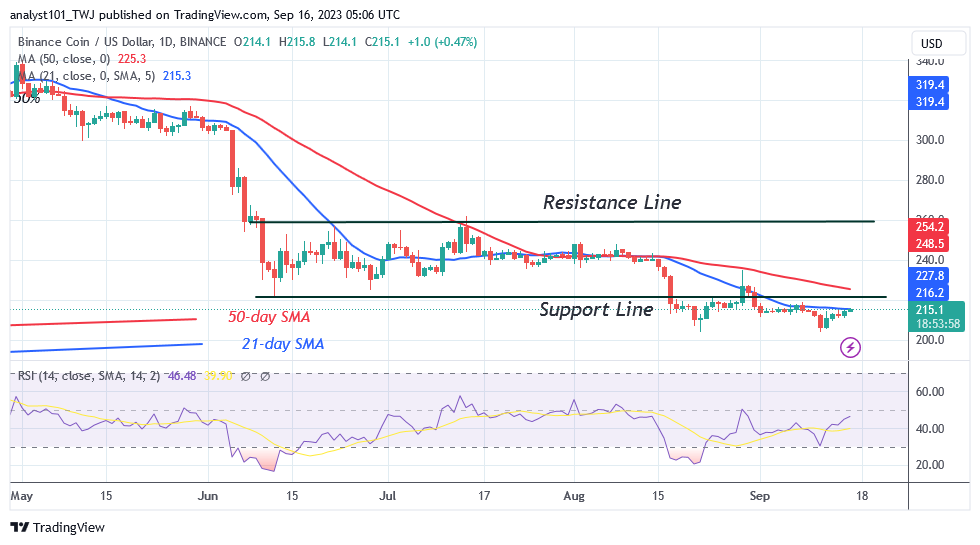 BNB Fails to Resume Uptrend as It Is Stuck at the $216 High