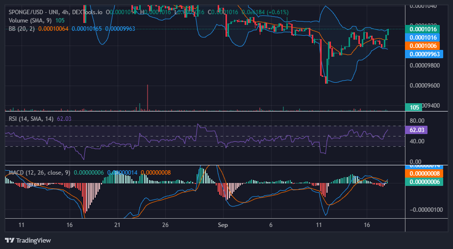 Sponge/USD ($SPONGE) Climbs New Higher Price Levels