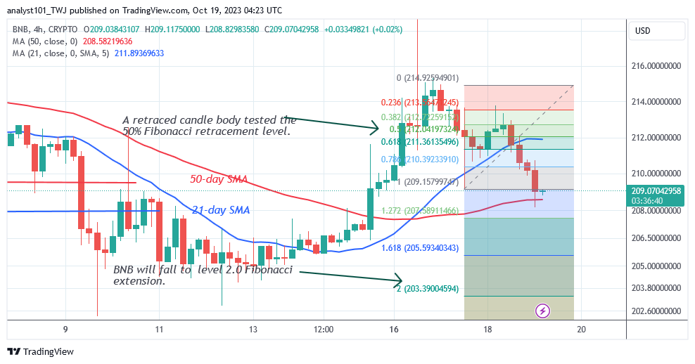 BNB's Downward Momentum Slows as It Approaches the $208 Low