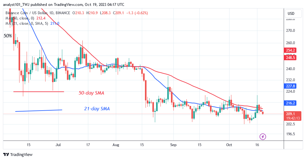 BNB's Downward Momentum Slows as It Approaches the $208 Low