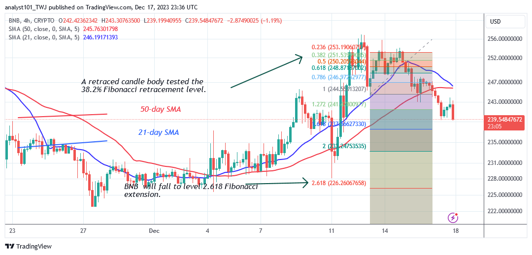 BNB Slides as It Approaches the $226.26 Low