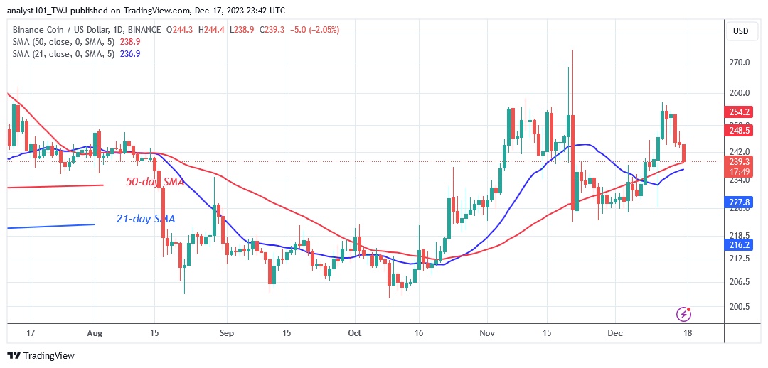 BNB Slides as It Approaches the $226.26 Low