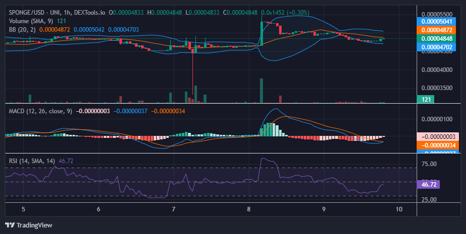 $SPONGE (SPONGE/USD): Will $0.00005 Become Bullish Battleground Once More?
