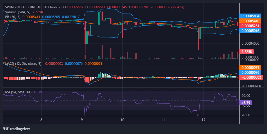 $SPONGE (SPONGE/USD) Price Swings: Bulls Battle to Hold $0.000055 Frontier