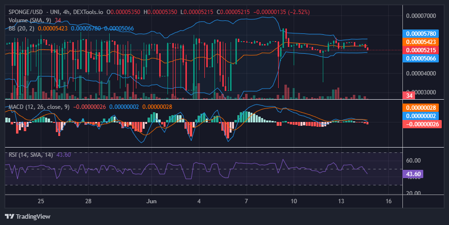 $SPONGE (SPONGE/USD) Takes a Sharp Dive: Launch Point at $0.00005