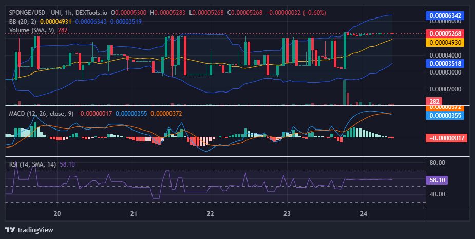 $SPONGE (SPONGE/USD): Can Buyers Sustain the Climb Above $0.00005?
