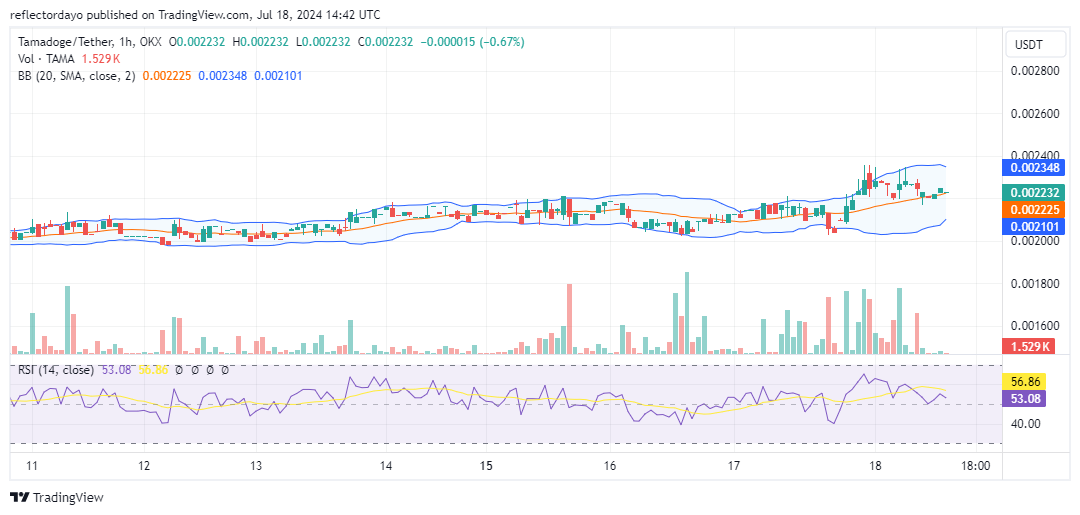 Tamadoge (TAMA/USD) Grinds Higher