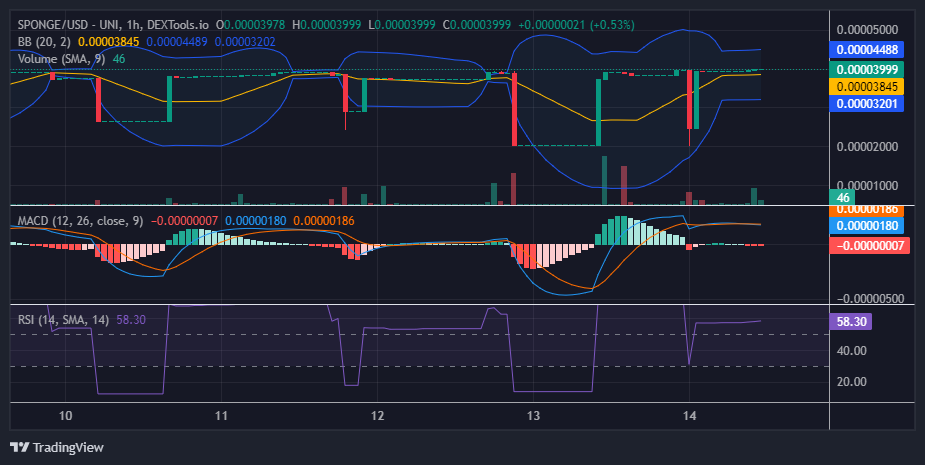 $SPONGE (SPONGE/USD) Battle Intensifies as Bulls Edge Toward $0.00004