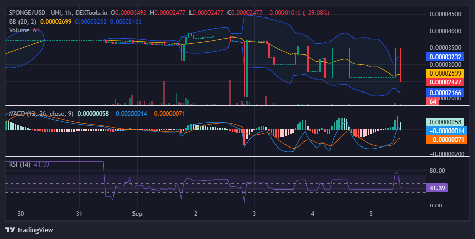 $SPONGE (SPONGE/USD): Bulls Stalled at $0.00004