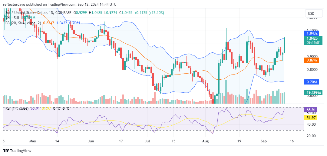 The Sui Market (SUI/USD) Breaks Through $1.02 Resistance, Signaling Potential for Further Bullish Momentum