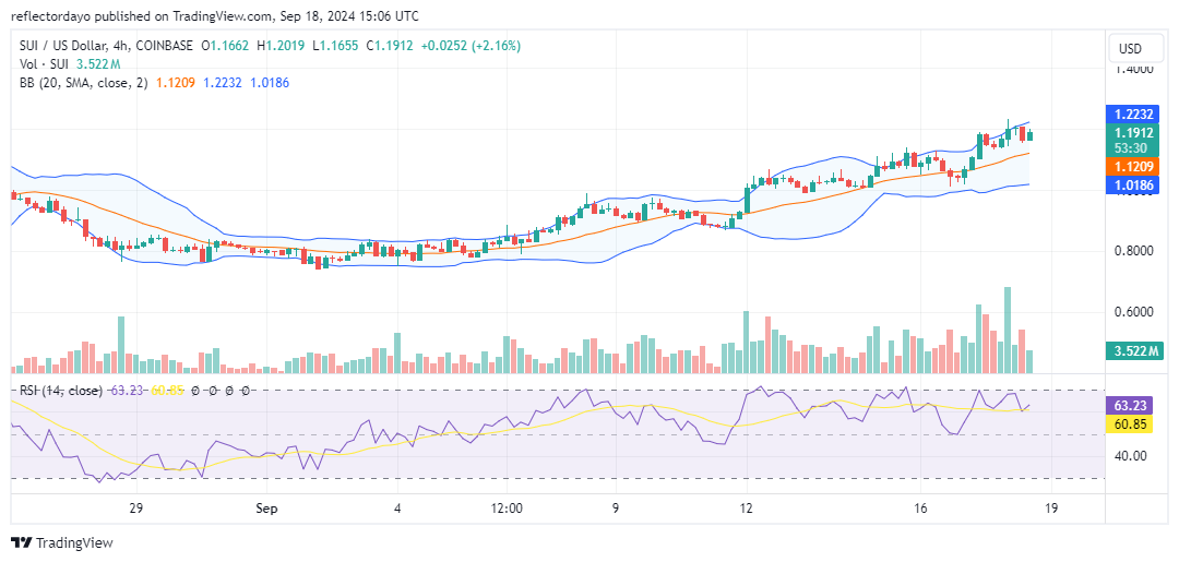 The Sui Market (SUI/USD) Bullish Momentum Slows as Price Nears $1.20