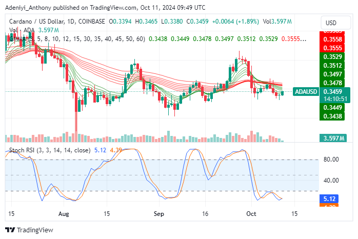 Cardano (ADA/USD) at a Crossroad: Looking for support at $0.34