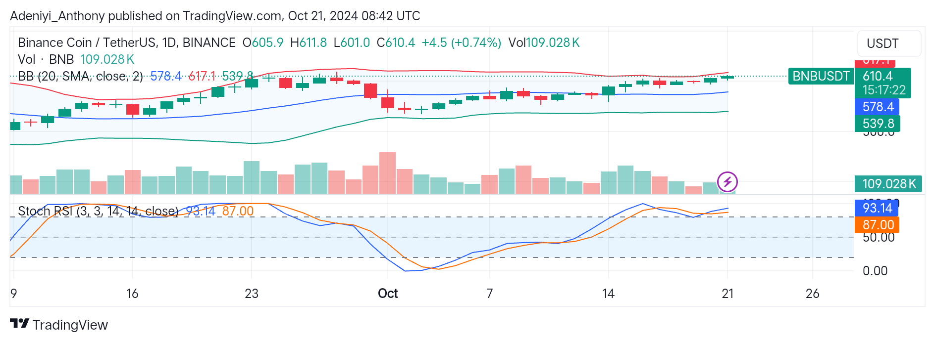 BNB (BNB/USDT) Shows Signs of Potential Reversal