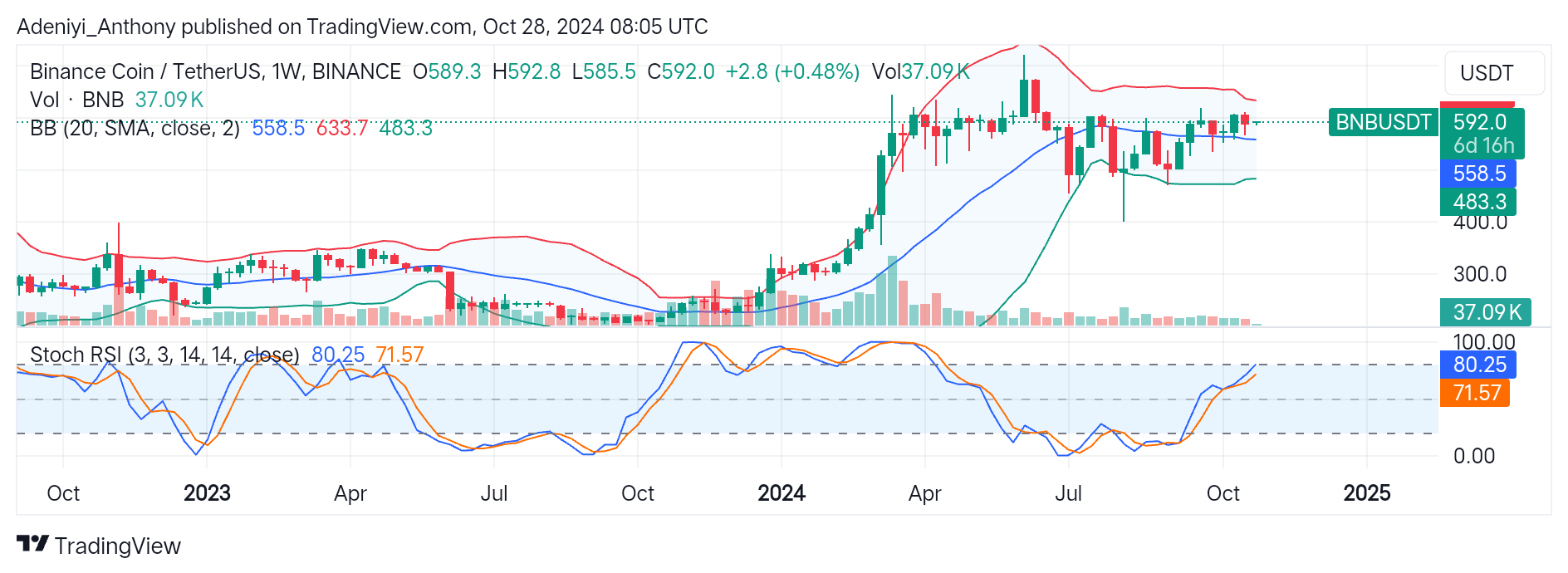BNB (BNB/USDT) Consolidates Near a Critical Level