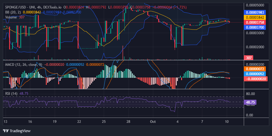$SPONGE (SPONGE/USD) Bulls Poised to Regain Momentum at $0.000036