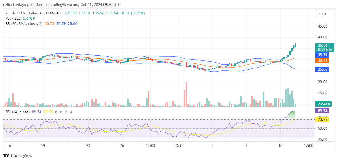 Zcash (ZEC/USD) Surges Past $30, Aiming for $45