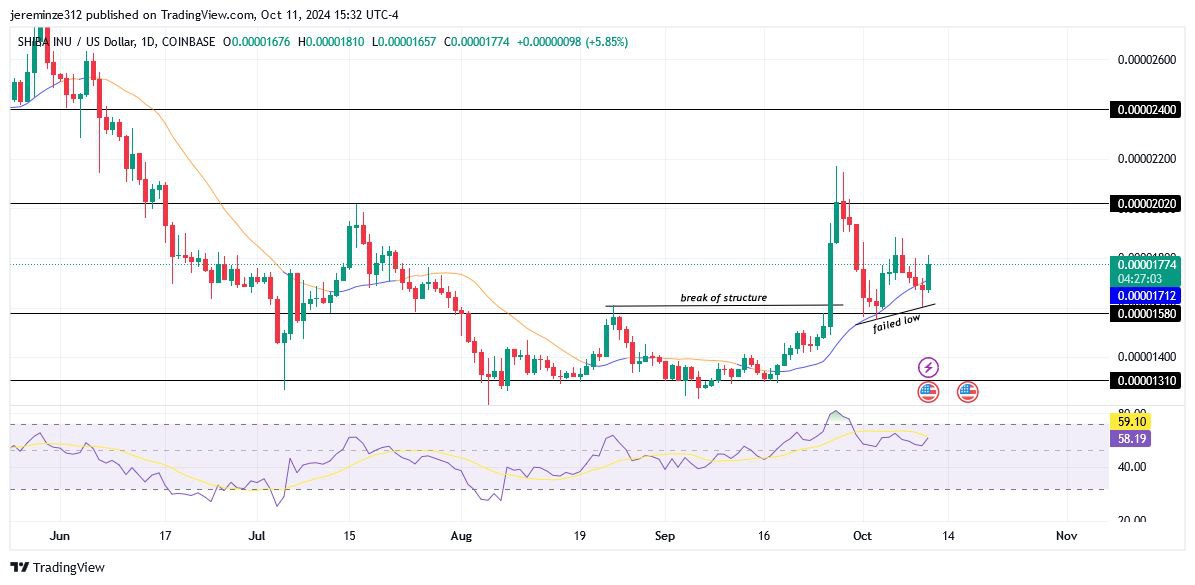 Shiba Inu (SHIBUSD) Experiences a Bullish Trend Reversal