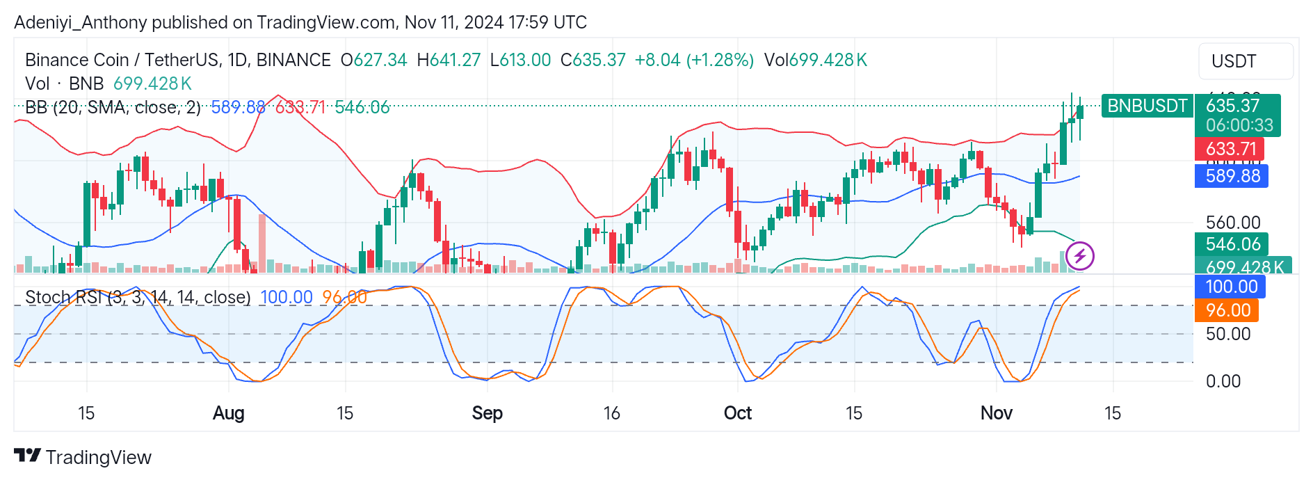 BNB (BNB/USDT) Hints at a Potential Pullback