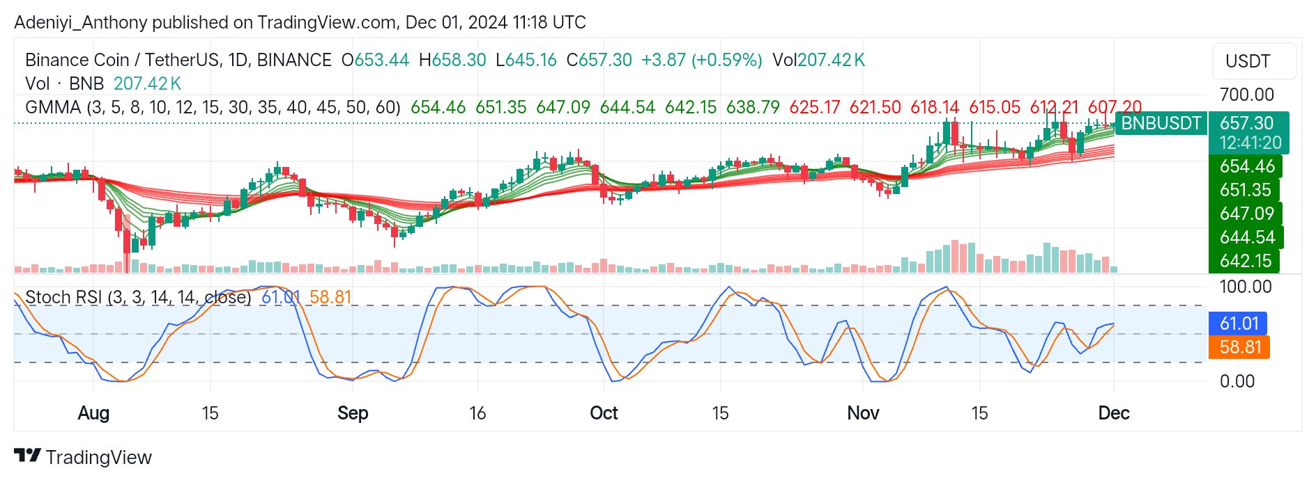 BNB (BNB/USDT) Seeks Support Near $645.89 After Facing Rejection at $660 Levels.