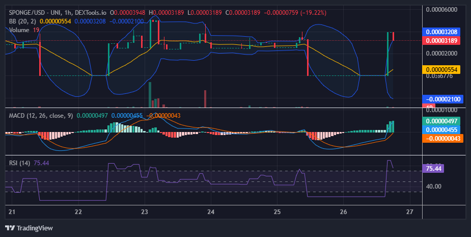 $SPONGE (SPONGE/USD) Surges Ahead but Faces Key Resistance at $0.00004