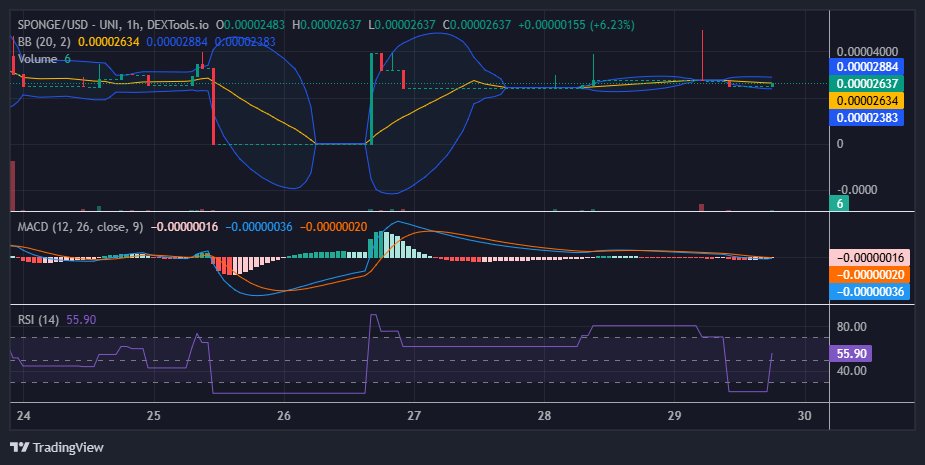 $SPONGE (SPONGE/USD): Bulls Target $0.00004 Resistance for a Potential Breakout