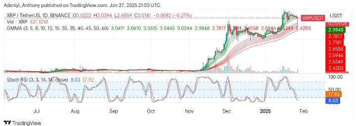 XRP (XRP/USDT) Seeks to Hold Above the $2.9249 Critical Level