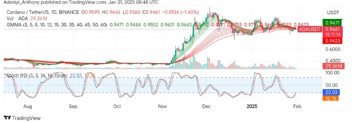 Cardano (ADA/USDT) Experiences a Pullback Around $1.0000 Level