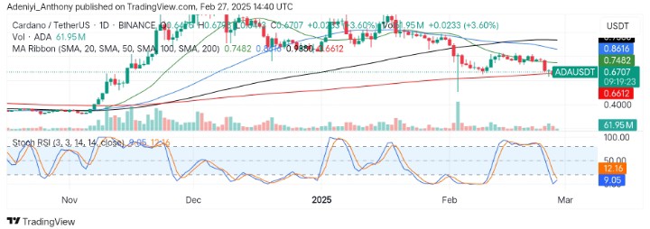Cardano (ADA/USDT) Moves Below $0.7488 as Losses Add Up