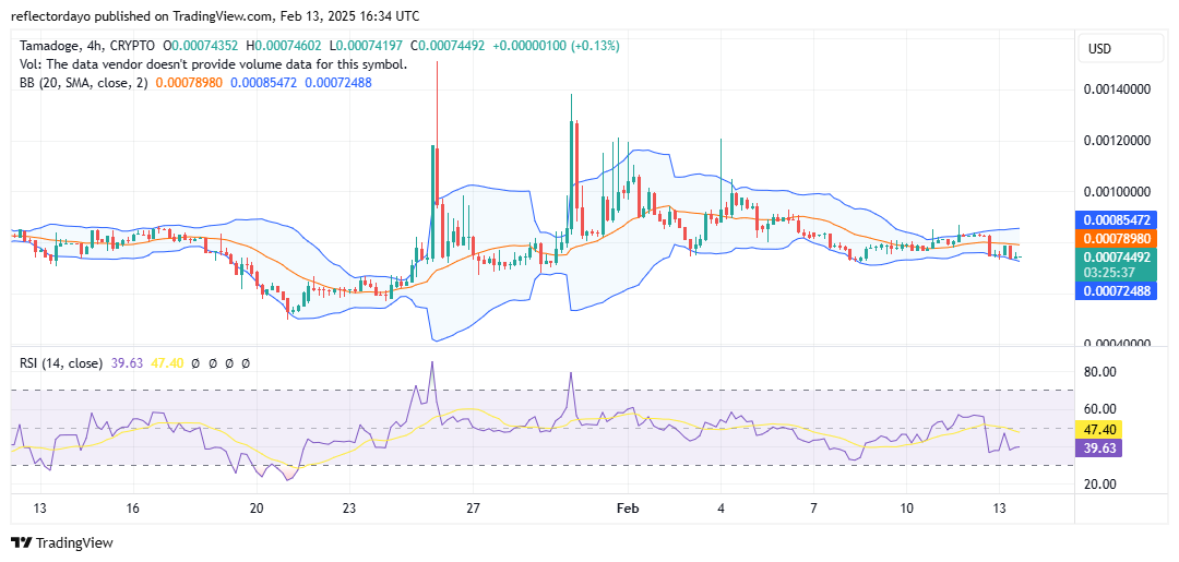 Tamadoge (TAMA/USD) Fell Short of $0.0008 Price Level, Bulls Regroup at $0.00074